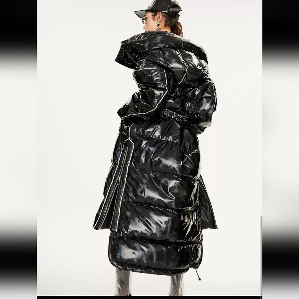 ❤️NWT Hooded Down Warm Light  long Black  puffer  coat. XL. (10-12)